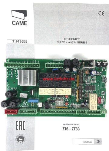 CAME Platine Steuerung ZT6, für 400 Volt Antriebe z.B. BY3500T und C-BX