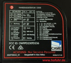 CAME 2-Kanal Schleifendetektor, 11 PIN, Fahrzeugdetektor I200S, 009DEI200S